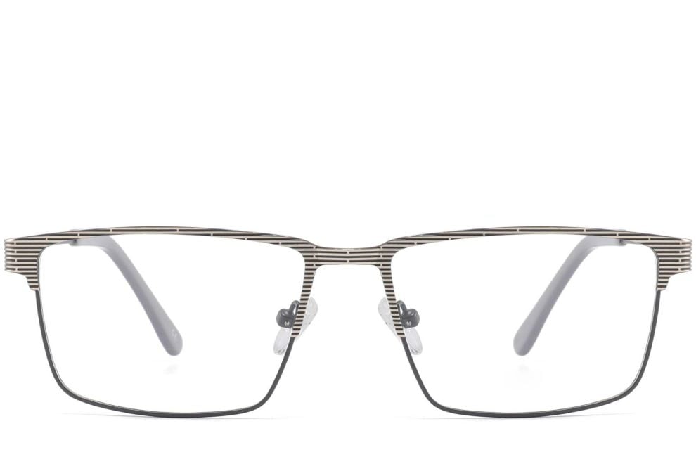Rectangular Grey Metal Glasses #BS2425-0349