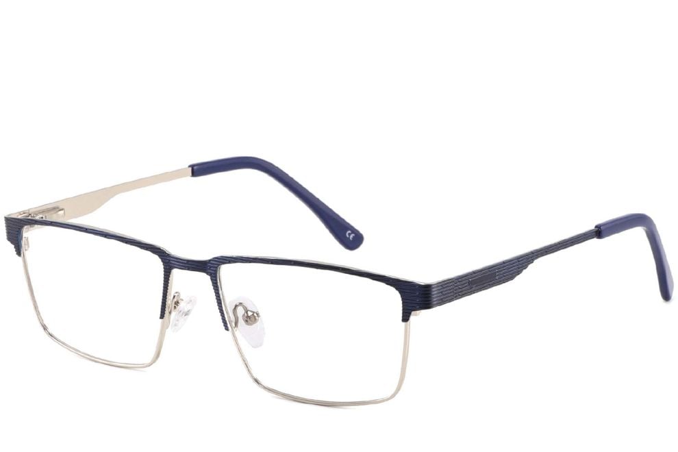 Rectangular Blue Metal Glasses #BS2425-0350
