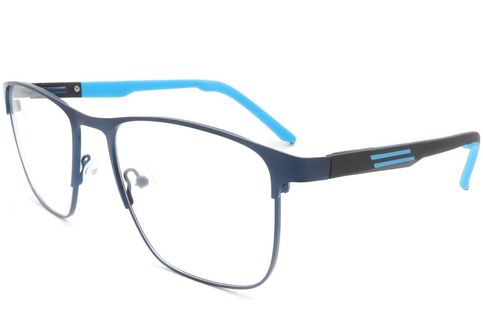 Rectangular Blue Metal Glasses #BS2425-0363