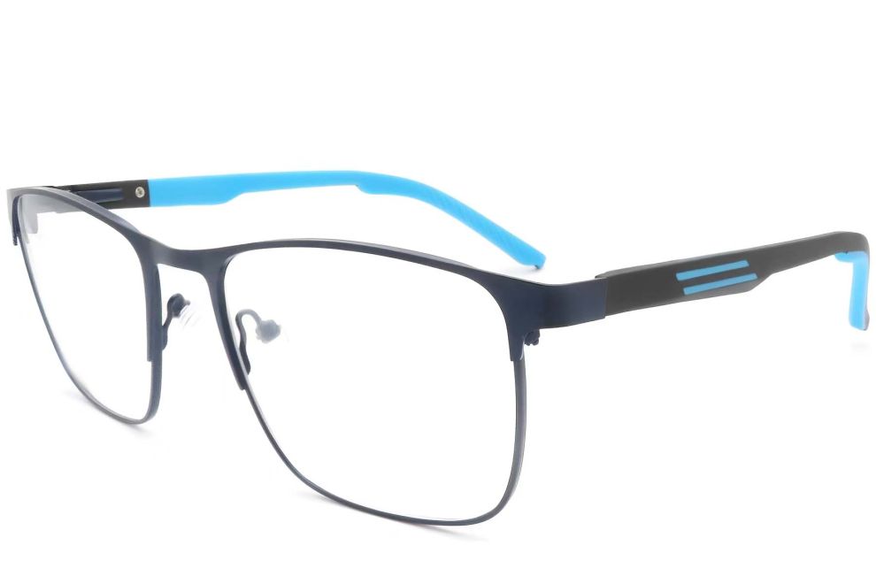 Rectangular Blue Metal Glasses #BS2425-0375