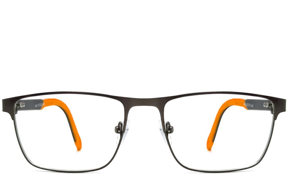 Rechteckige orangefarbene Metallbrille #BS2425-0383