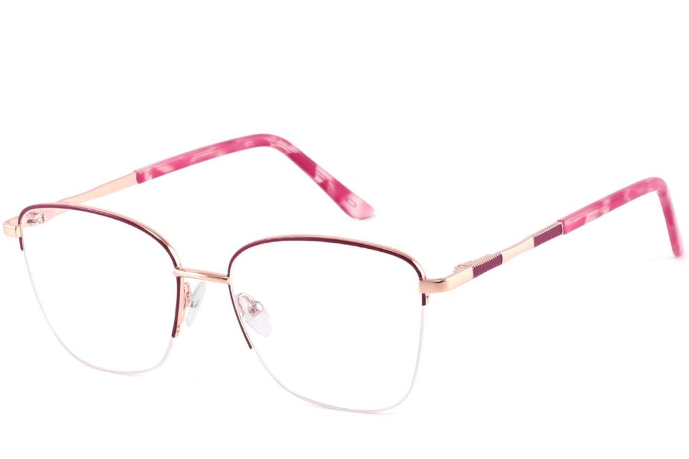 Halbrandlose rote Metallbrille #BS2425-0395
