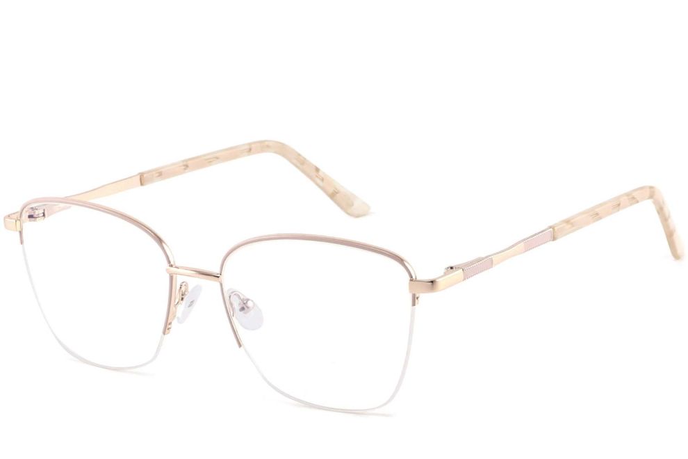 Semi-rimless Cream Metal Glasses #BS2425-0397