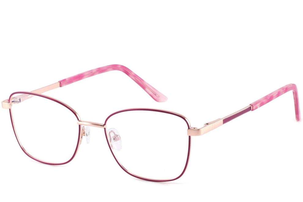 Rechteckige rote Metallbrille #BS2425-0400