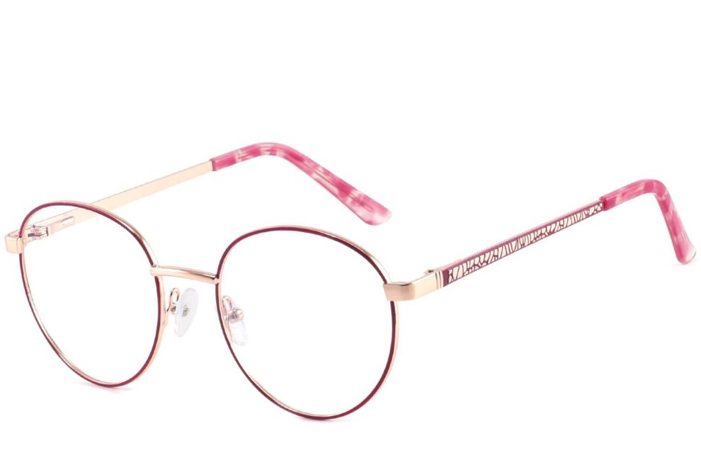 Oval Red Metal Glasses #BS2425-0403