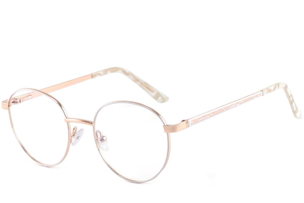 Oval White Metal Glasses #BS2425-0404