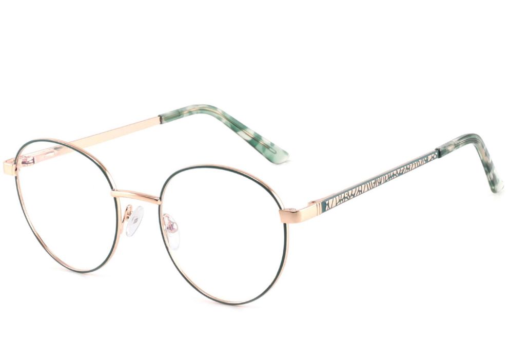 Oval Green Metal Glasses #BS2425-0405