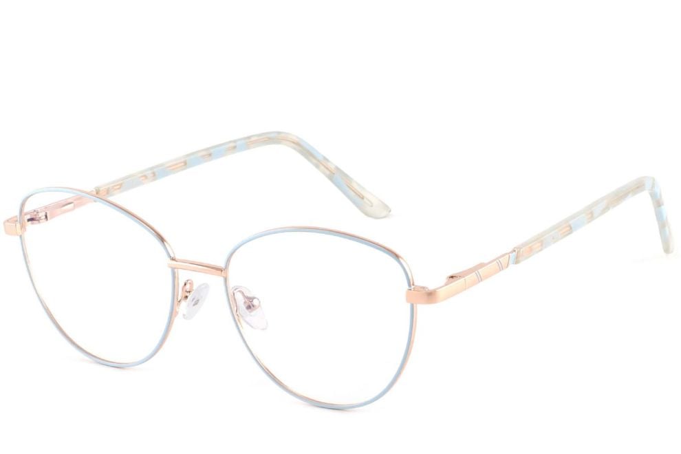 Oval Blue Metal Glasses #BS2425-0416
