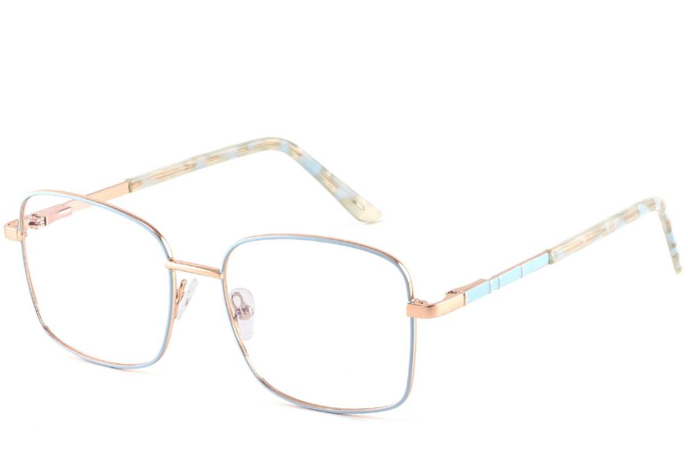 Rectangular Blue Metal Glasses #BS2425-0421