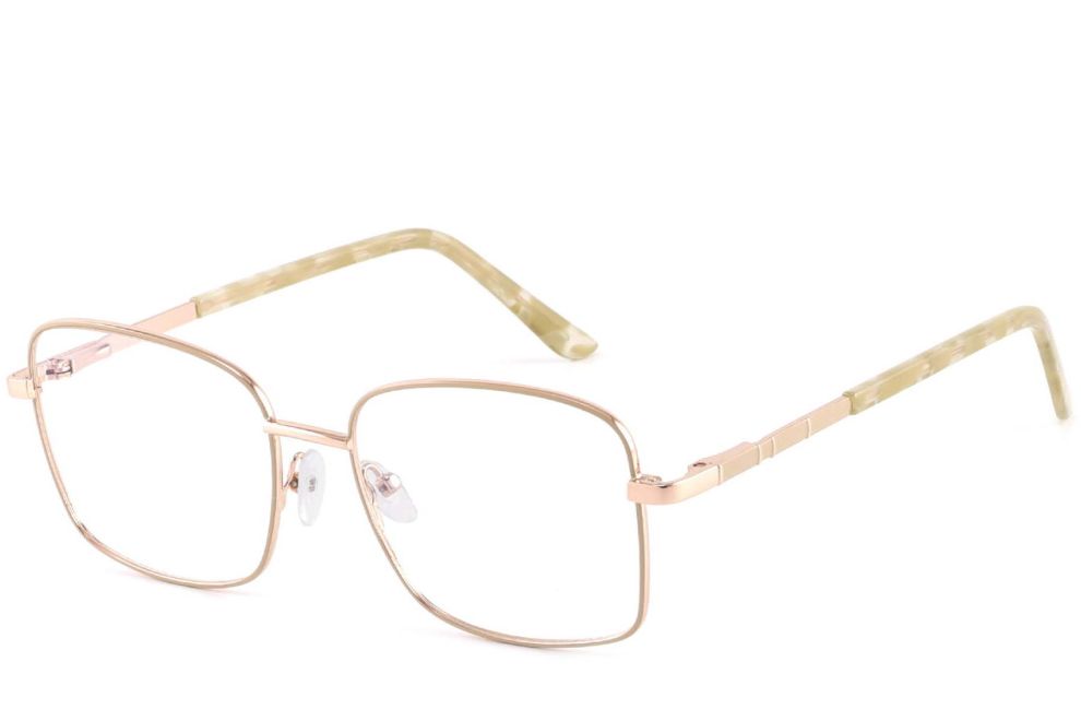 Rectangular Cream Metal Glasses #BS2425-0422