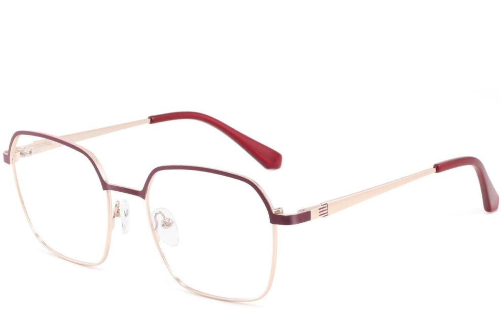 Rectangular Red Metal Glasses #BS2425-0436