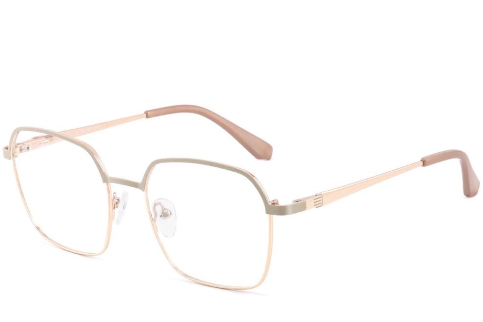 Rectangular Cream Metal Glasses #BS2425-0437