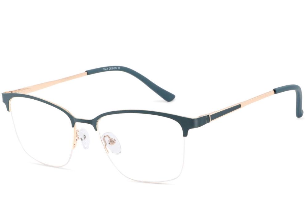 Semi-rimless Green Metal Glasses #BS2425-0450