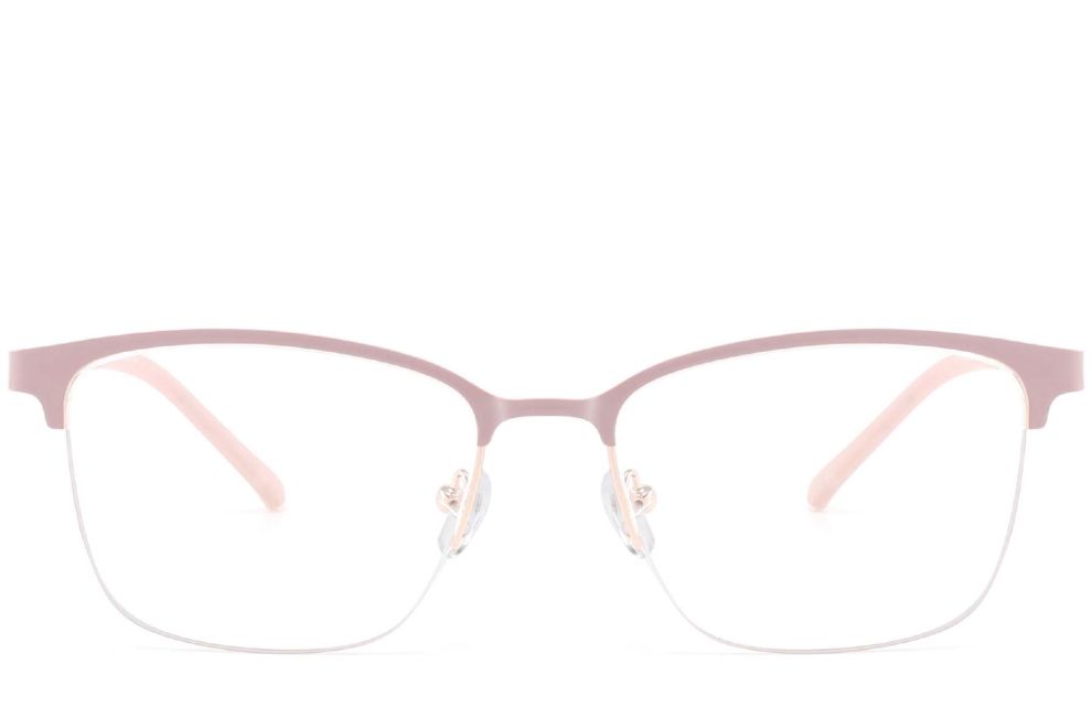 Semi-rimless Pink Metal Glasses #BS2425-0451