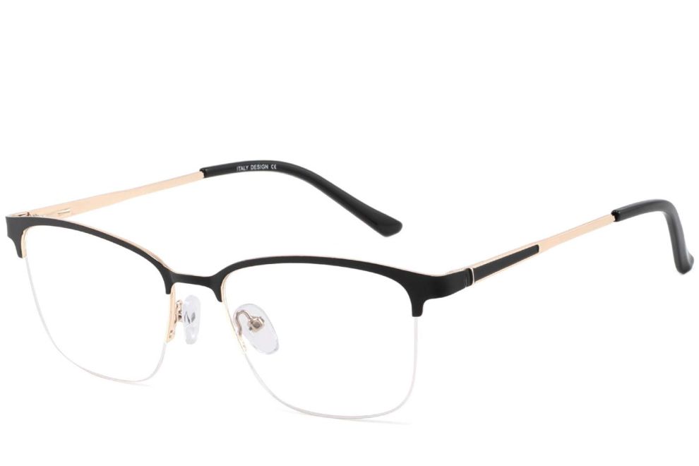 Semi-rimless Black Metal Glasses #BS2425-0452