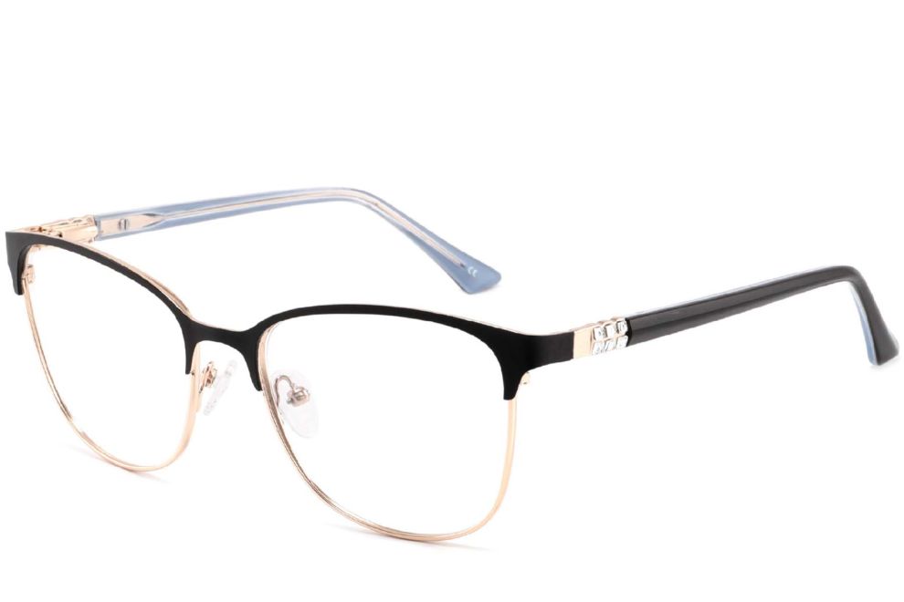 Rechteckige schwarze Metallbrille #BS2425-0469