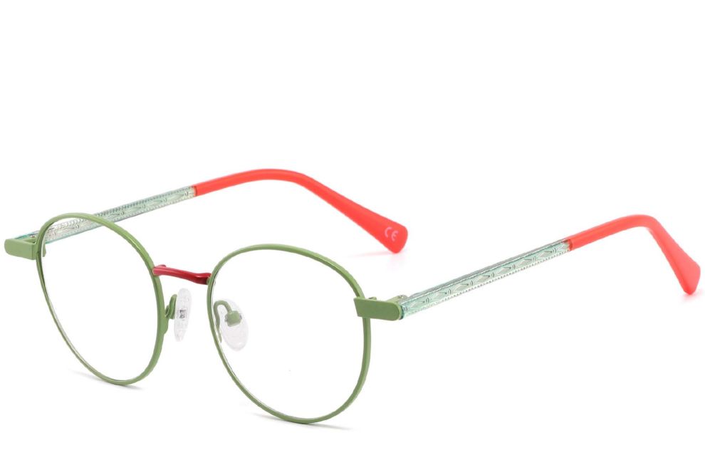 Oval Green Metal Glasses #BS2425-0479