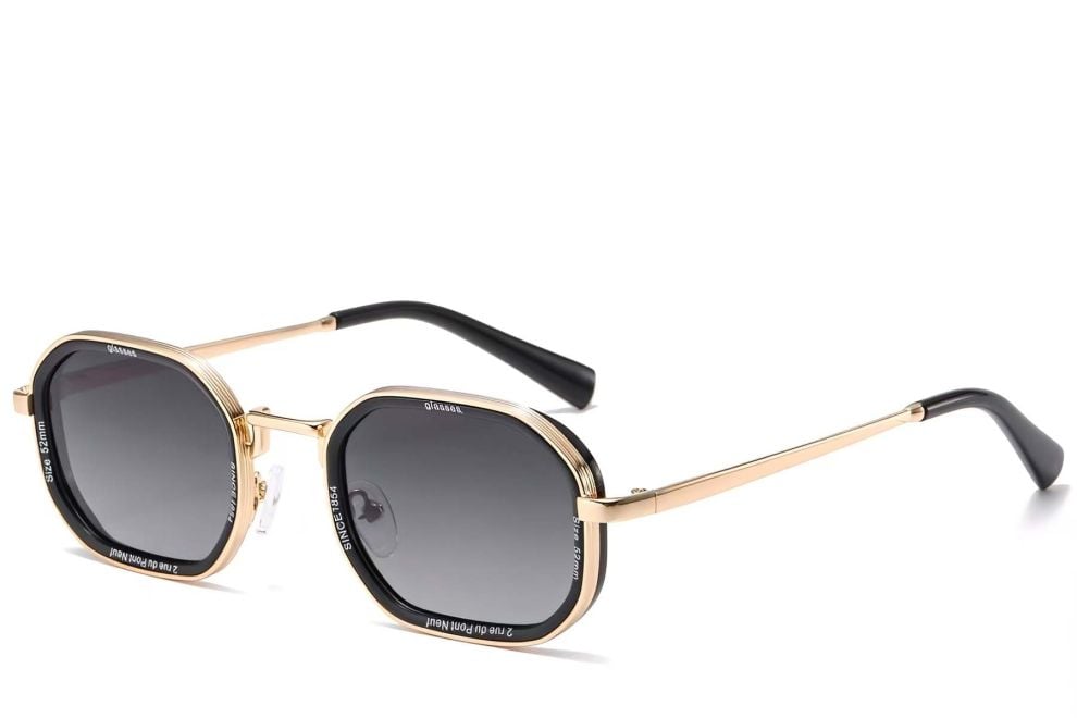 Gafas de sol geométricas de metal dorado #BS2503-0001