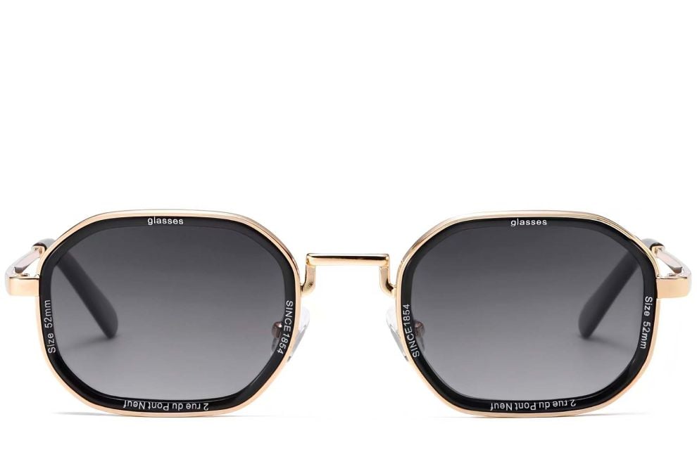 Gafas de sol geométricas de metal dorado #BS2503-0001
