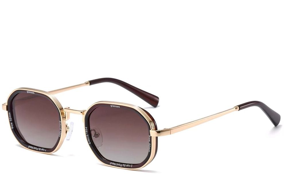 Gafas de sol geométricas de metal dorado #BS2503-0002