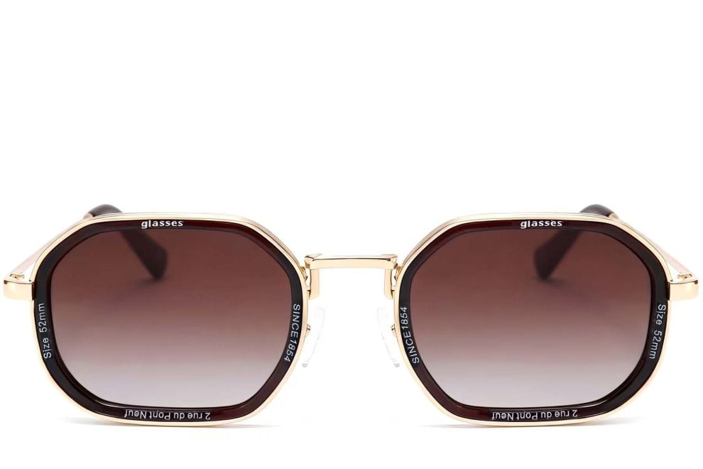 Gafas de sol geométricas de metal dorado #BS2503-0002