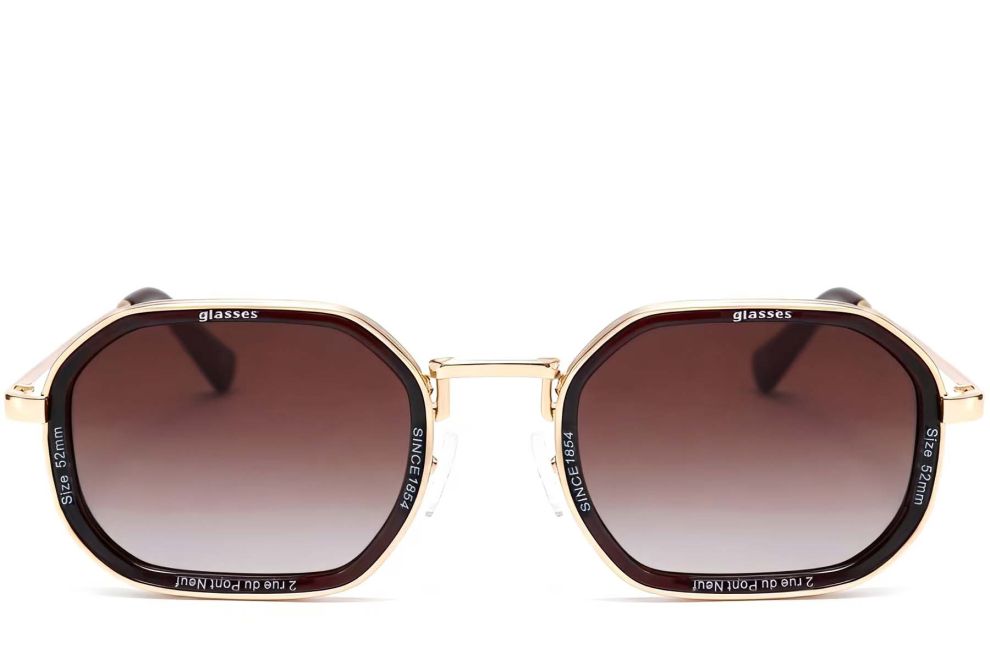 Gafas de sol geométricas de metal dorado #BS2503-0002