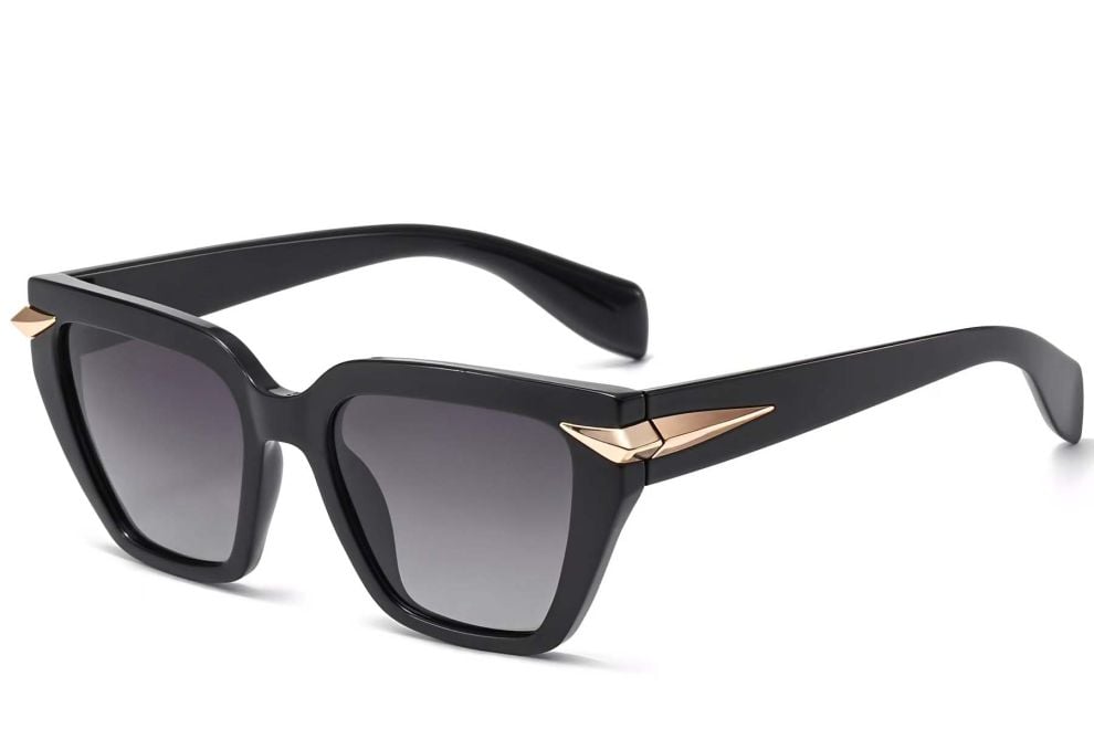 Gafas de sol rectangulares de plástico negro #BS2503-0004