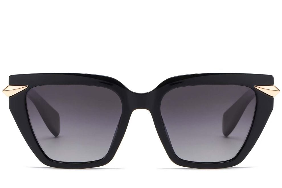 Gafas de sol rectangulares de plástico negro #BS2503-0004