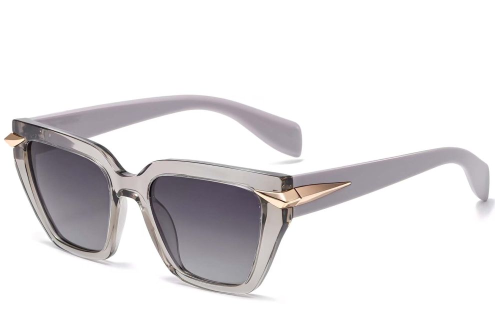 Gafas de sol rectangulares de plástico gris #BS2503-0005
