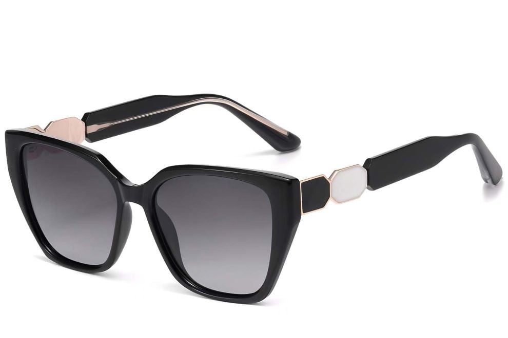 Gafas de sol de plástico negras con diseño de mariposa # BS2503-0015