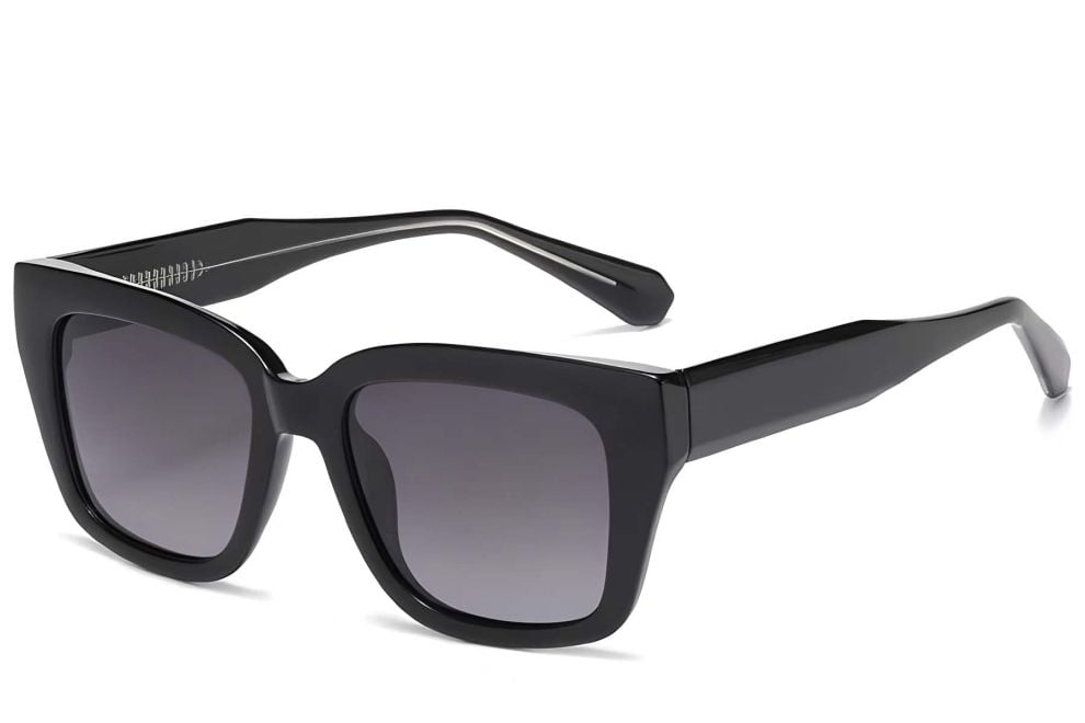 Gafas de sol rectangulares de plástico negro #BS2503-0018