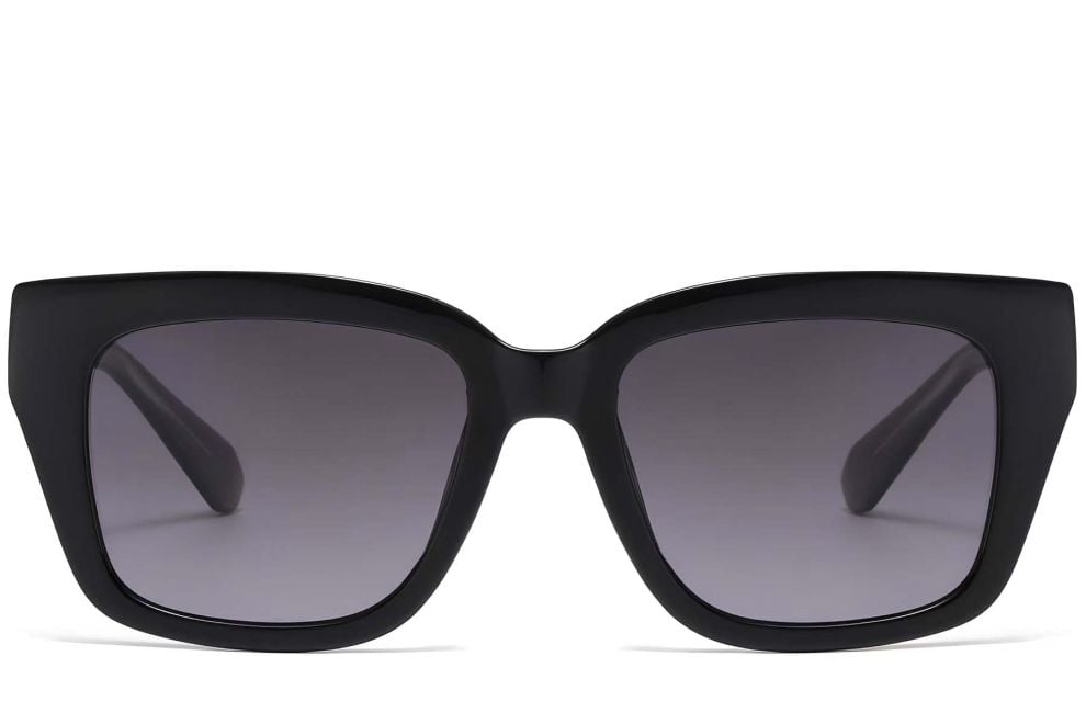 Gafas de sol rectangulares de plástico negro #BS2503-0018