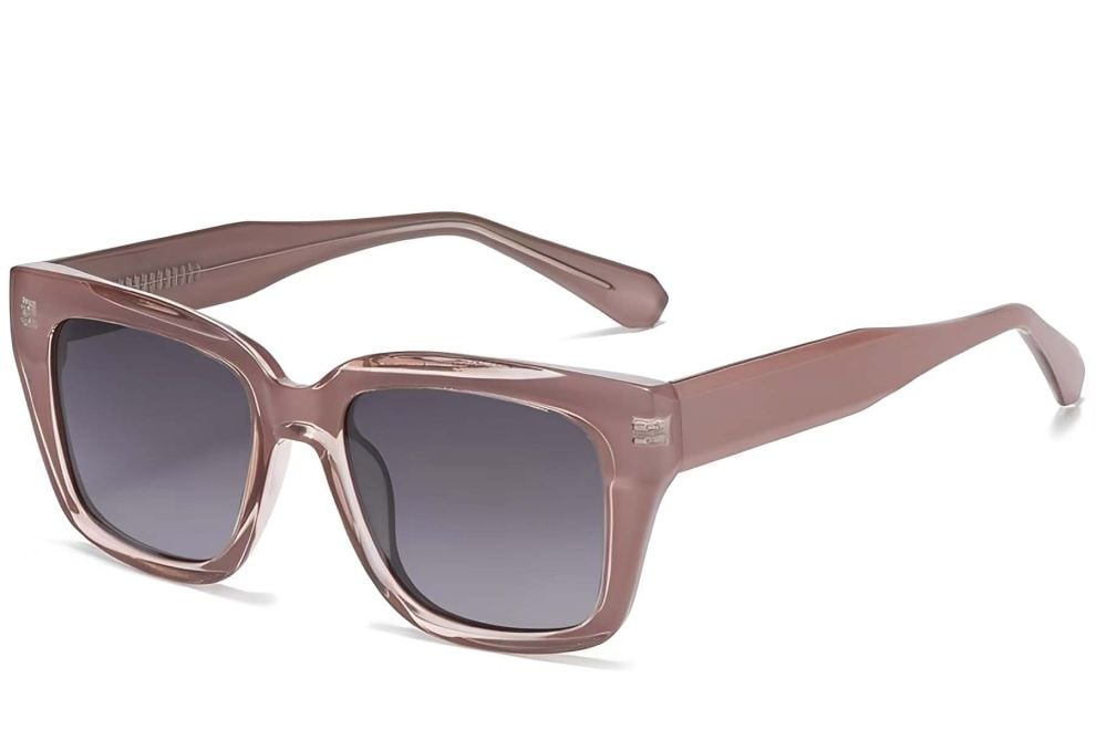 Gafas de sol rectangulares de plástico rosa #BS2503-0020