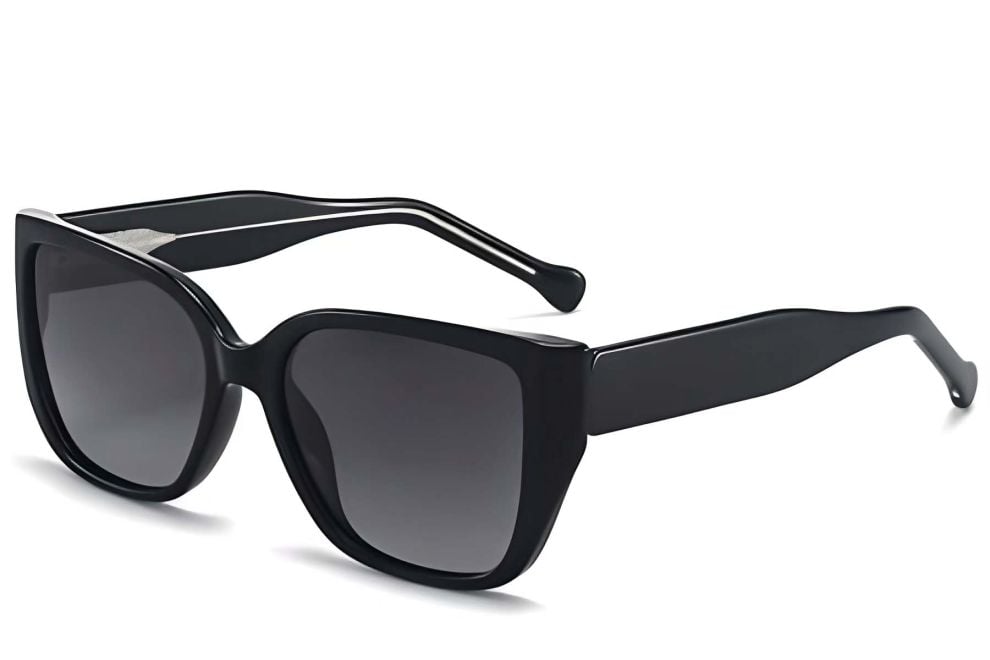 Gafas de sol rectangulares de plástico negro #BS2503-0021