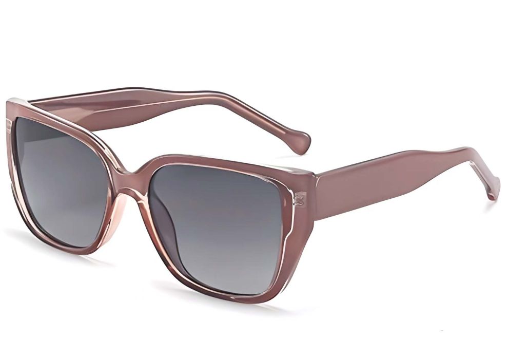 Gafas de sol rectangulares de plástico rosa #BS2503-0023