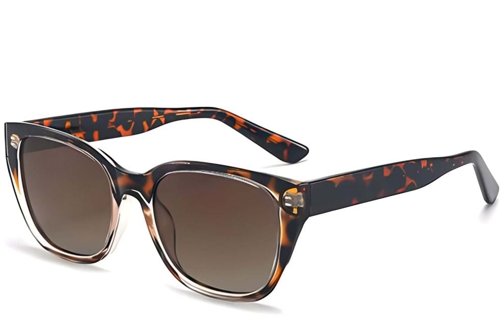 Gafas de sol ovaladas de plástico con diseño de carey # BS2503-0025