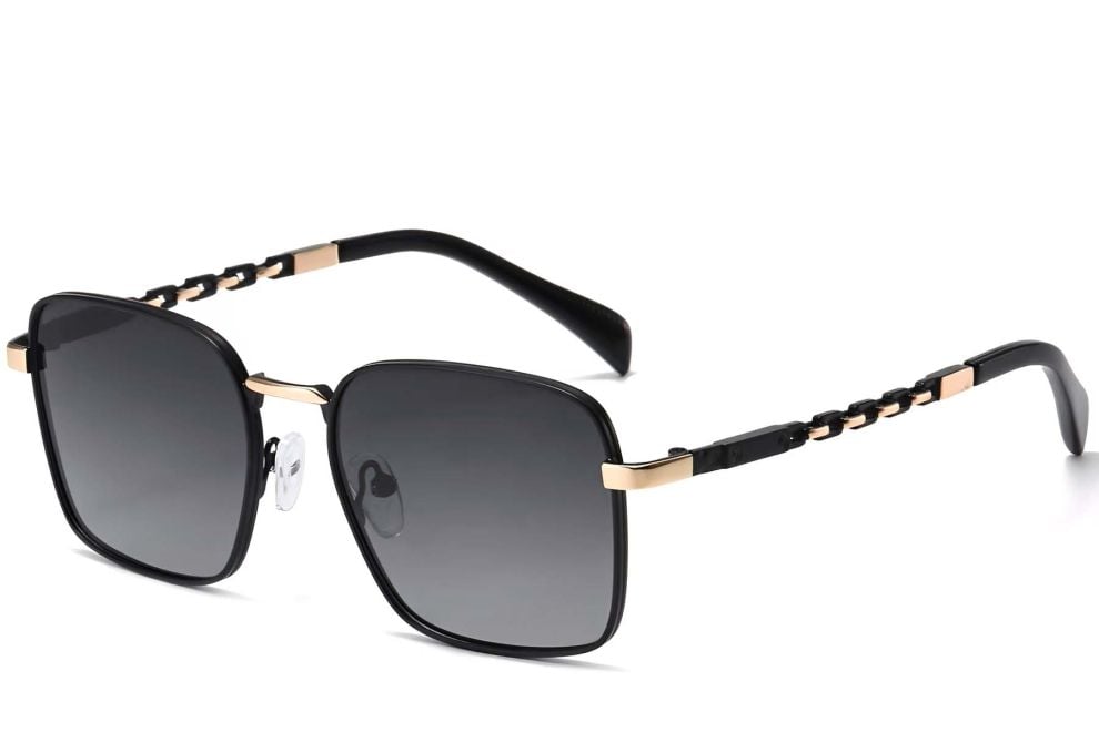 Gafas de sol rectangulares de metal negro #BS2503-0035