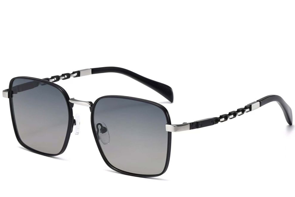 Gafas de sol rectangulares de metal negro #BS2503-0037