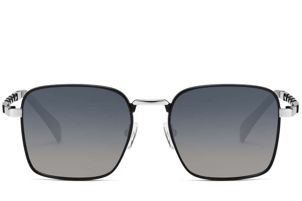 Gafas de sol rectangulares de metal negro #BS2503-0037