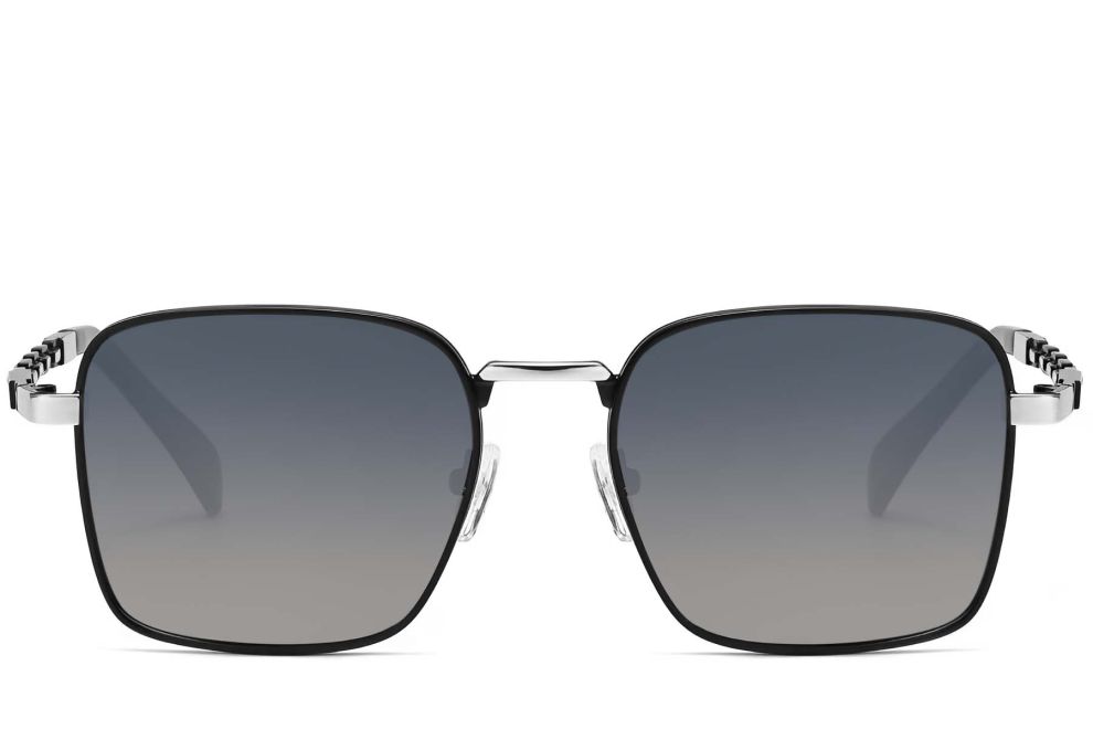 Gafas de sol rectangulares de metal negro #BS2503-0037
