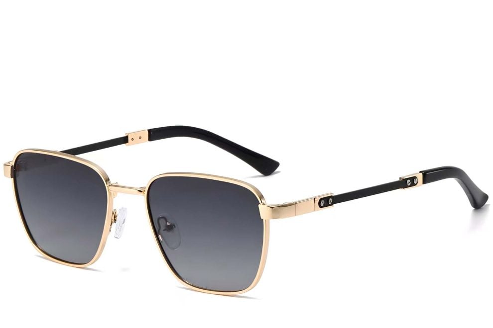 Gafas de sol rectangulares de metal dorado #BS2503-0041