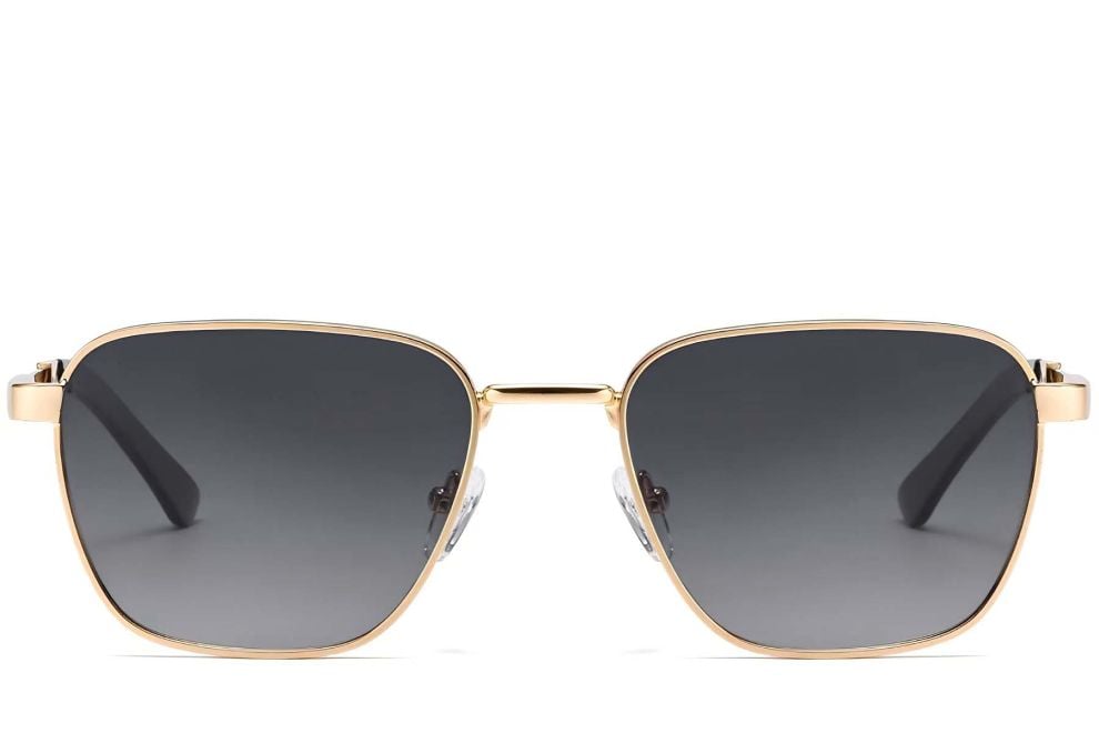 Gafas de sol rectangulares de metal dorado #BS2503-0041