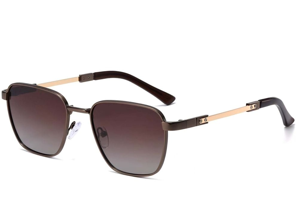 Gafas de sol rectangulares de metal cobre #BS2503-0042