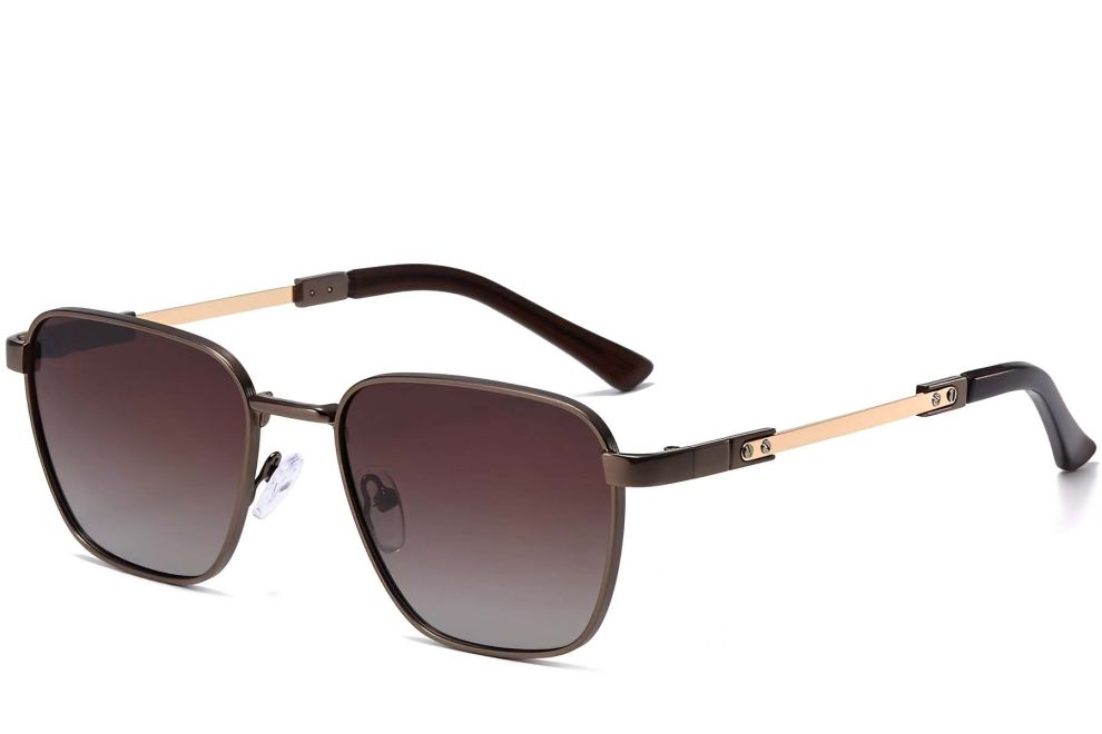 Gafas de sol rectangulares de metal cobre #BS2503-0042