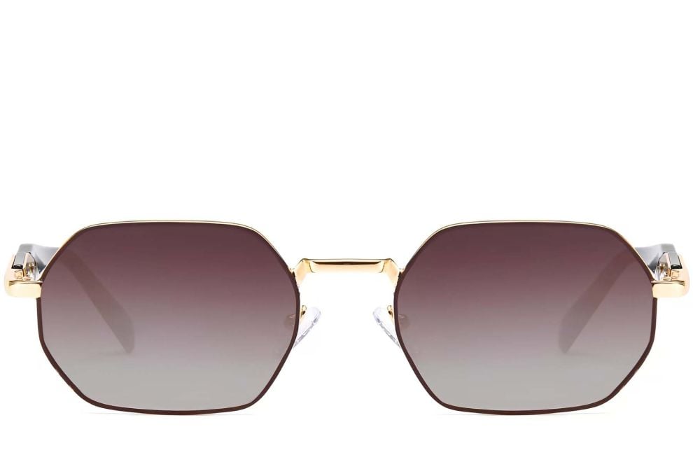 Gafas de sol geométricas de metal marrón #BS2503-0045