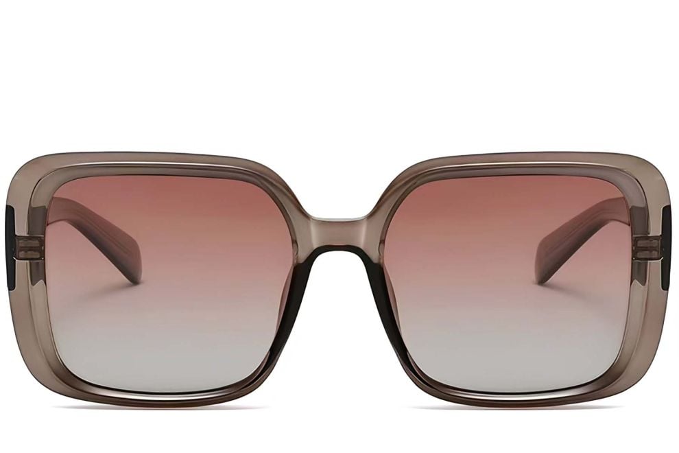 Rectangular Brown Acetate Sunglasses #BS2607-0015