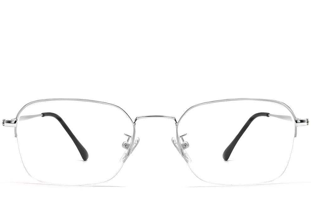 Semi-rimless Silver Metal Glasses #BS0406-0131