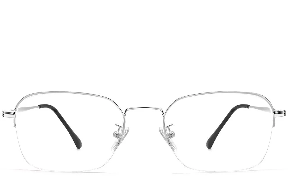 Semi-rimless Silver Metal Glasses #BS0406-0131