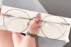 Ovale silberne Metallbrille #BS0406-0261