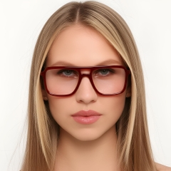 Gafas de acetato rojo de aviador #BS0420-0103